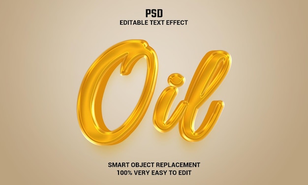 PSD oil 3d editable text effect with background premium psd