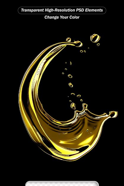 PSD oil or liquid pouring isolated on black background