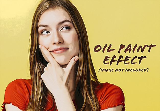 PSD oil paint photo effect mockup