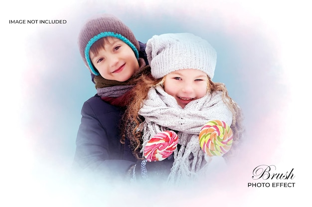 Oil painting colorful photo effect template