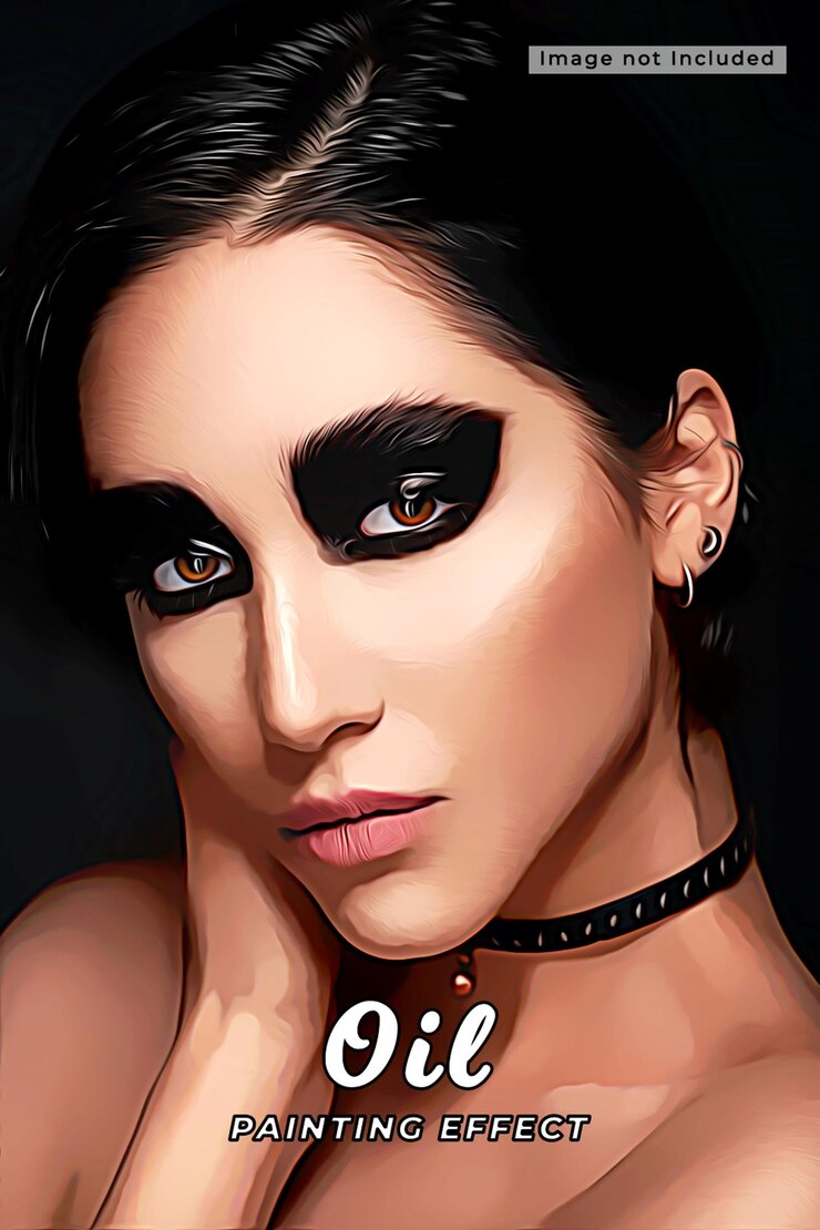 PSD oil painting photo effect mockup