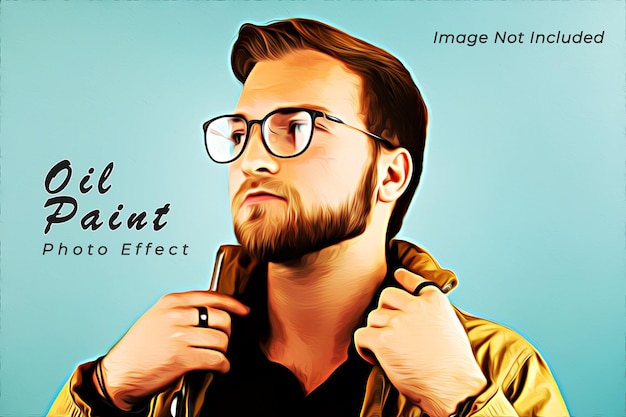 Oil painting photo effect template