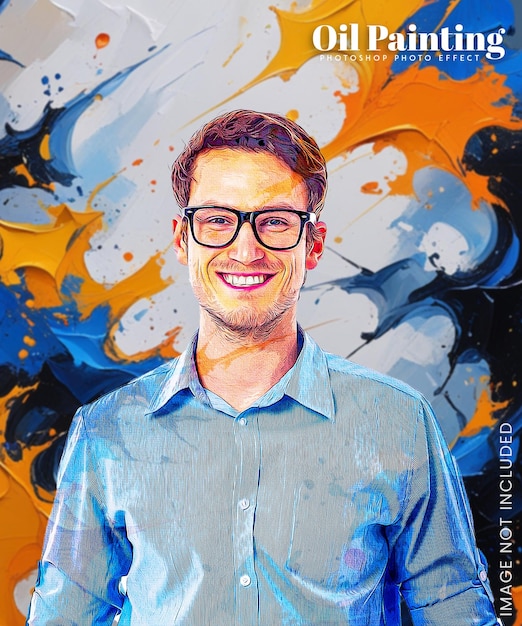 oil painting portrait of a smiling man with glasses