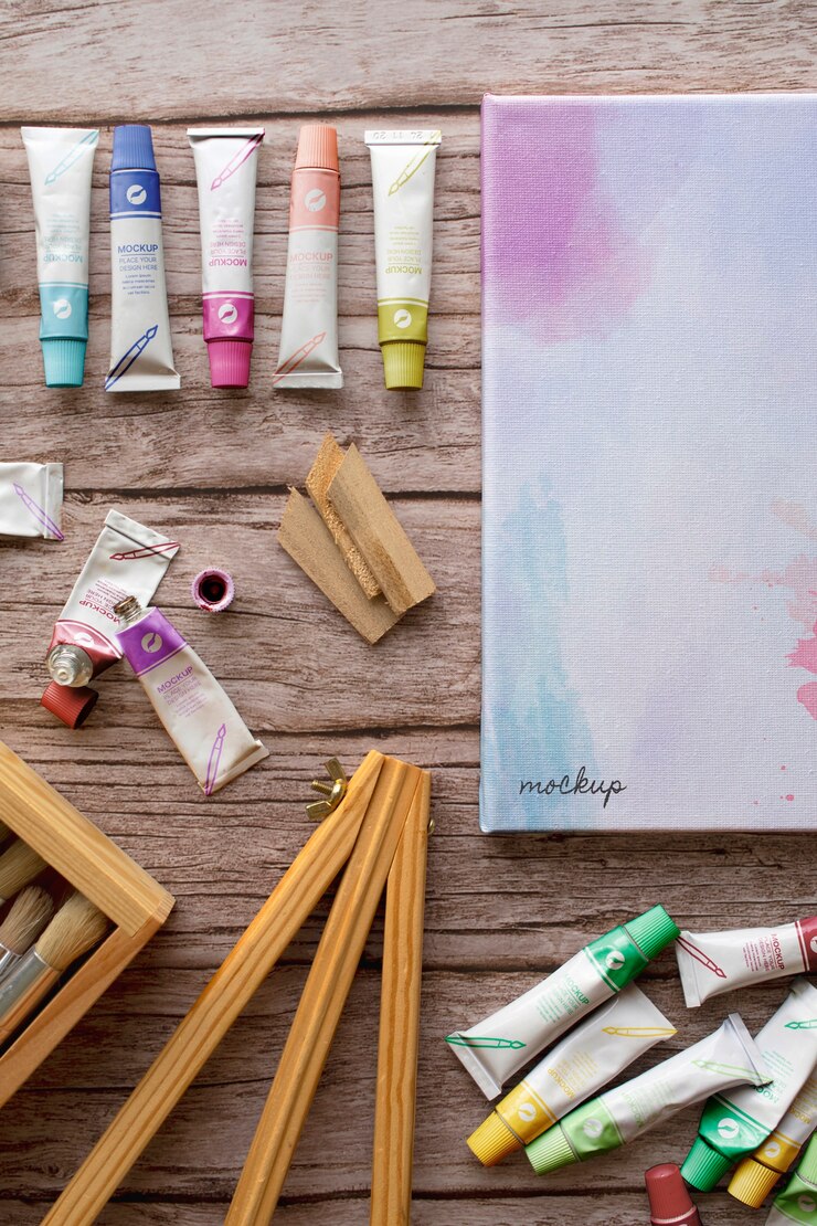 PSD oil painting tubes mock-up