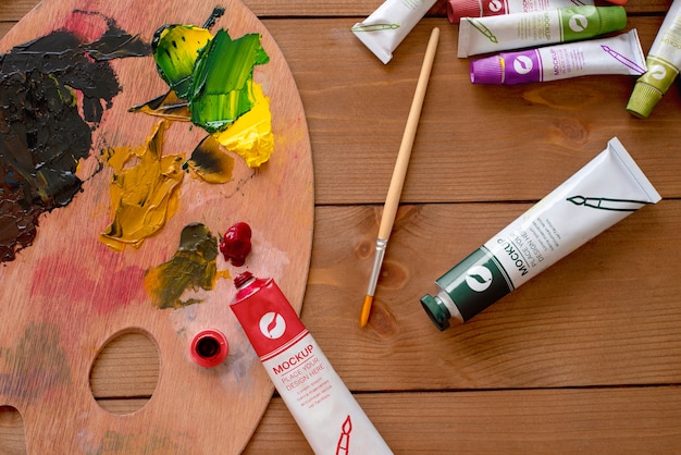 PSD oil painting tubes mock-up