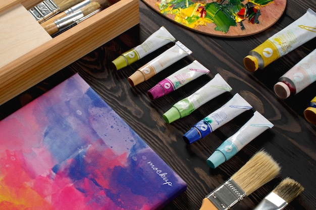 PSD oil painting tubes mock-up