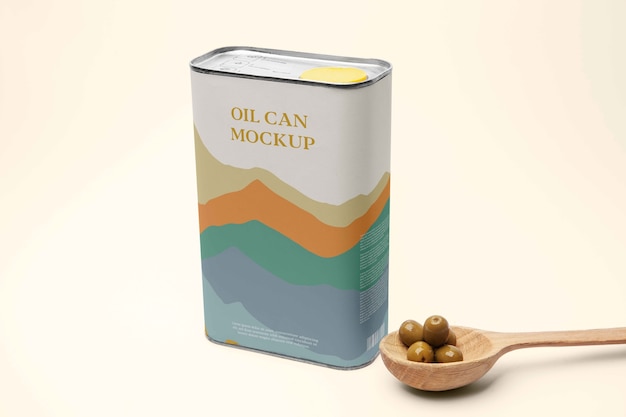 PSD oil tin can mock-up design