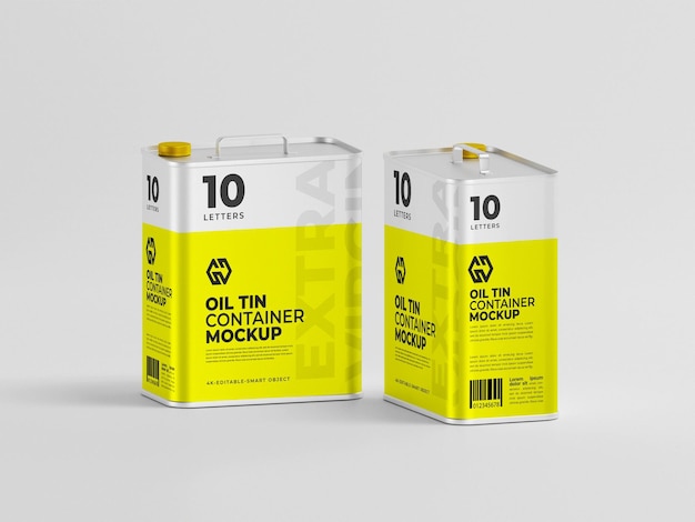 Oil tin container mockup