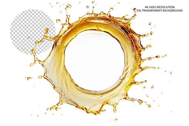 PSD oily liquid splashes arranged in a circle isolated on transparent background