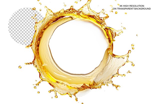 PSD oily liquid splashes arranged in a circle isolated on transparent background