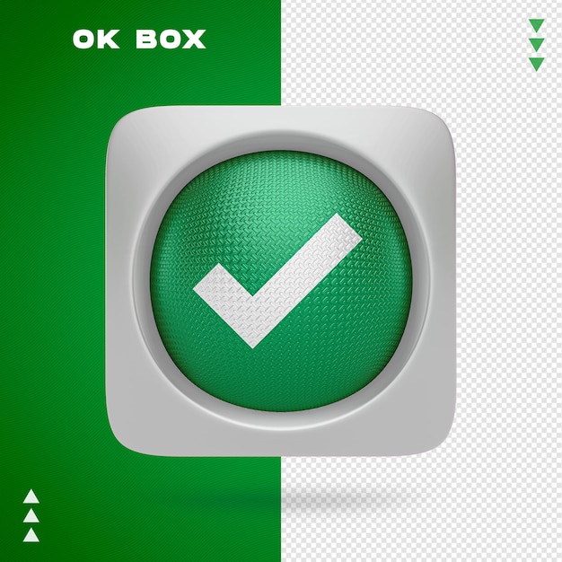 PSD ok box in 3d renderin isolated