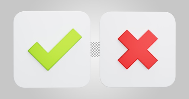 PSD ok cancel button isolated on transparent background. 3d render