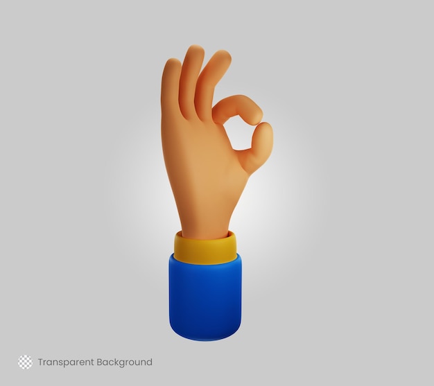 PSD ok hand gesture 3d icon cartoon style