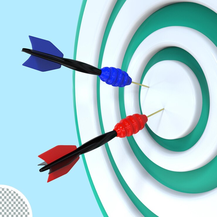 PSD okçuluk hedefi dart tahtası bullseye 3d render izole illüstrasyon simgesi