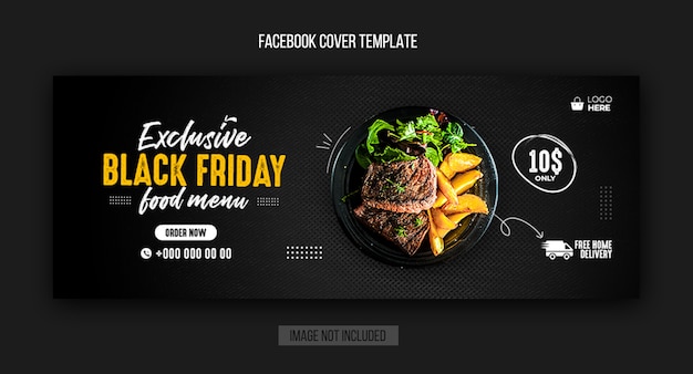 PSD okładka facebook restauracji w czarny piątek i szablon banera internetowego
