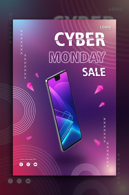 Okładka Psd Dla Cyber Monday Gradient Tapeta Telefon Sprzedaż Gradient Fioletowy Różowy Tło