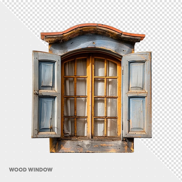 PSD okno kompozycji 3d ricust wooden