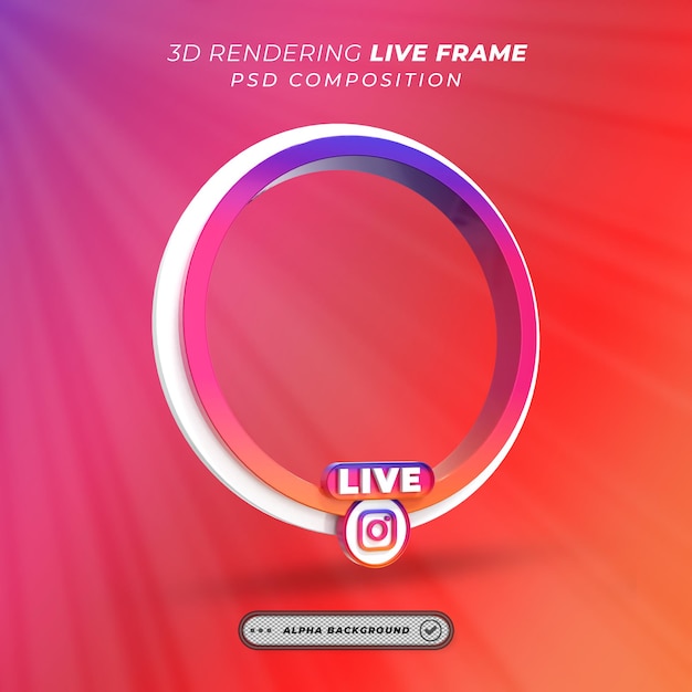 Okrągła Ramka 3d Do Przesyłania Strumieniowego Na żywo Na Instagramie W Mediach Społecznościowych