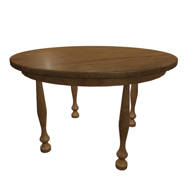 PSD okrągły drewniany stół izolowany na przezroczystym tle