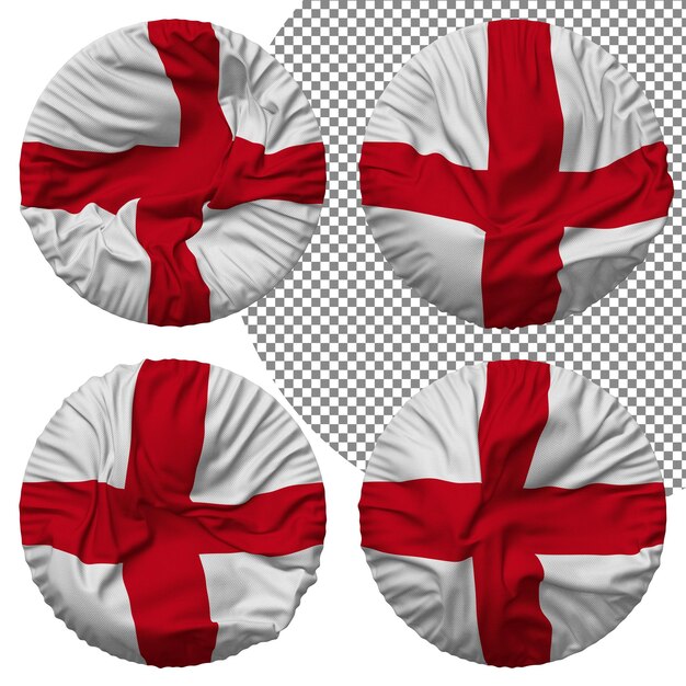 Okrągły Kształt Flagi Anglii Na Białym Tle Inny Styl Machania Guzek Tekstury Renderowania 3d
