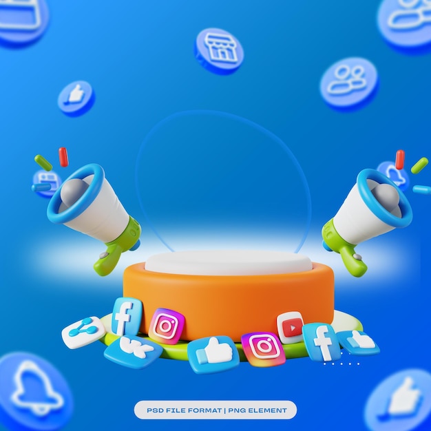 Okrągły profil ramki 3D dla Facebooka w mediach społecznościowych odizolowany