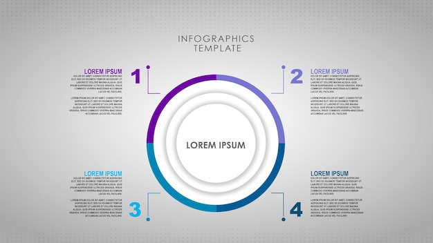 PSD okrągły szablon infografiki kroków osi czasu z czterema krokami