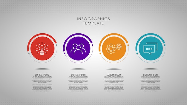 Okrągły szablon infografiki kroków osi czasu z czterema krokami