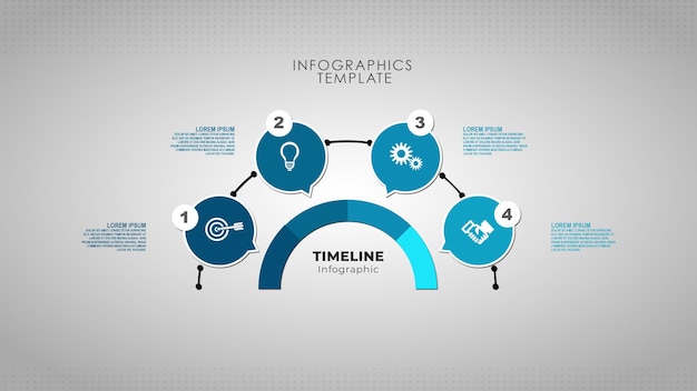 PSD okrągły szablon kroków na osi czasu infografiki kroki