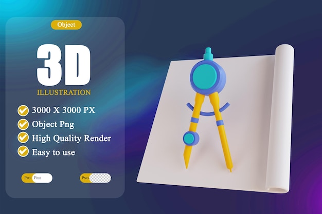 PSD okres ilustracji 3d i papier 3