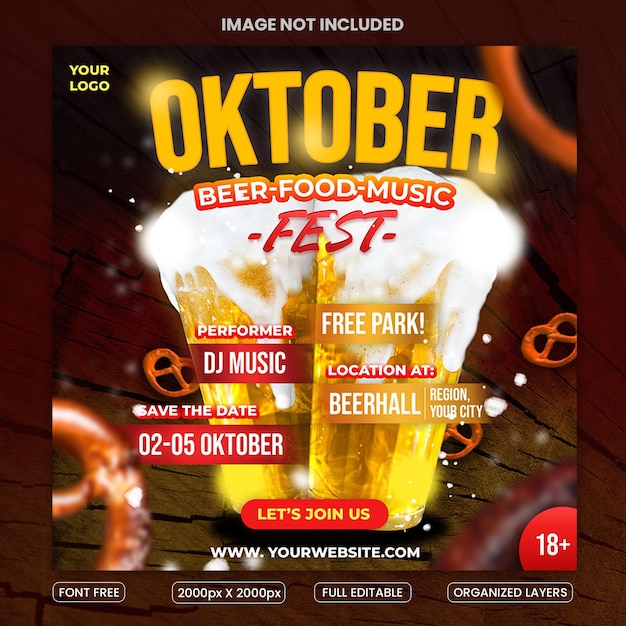 PSD oktober fest per il post di instagram