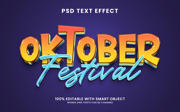 PSD oktober festival 3d-teksteffect