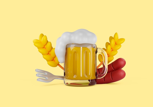 PSD oktoberfest background with beer mug and sausages