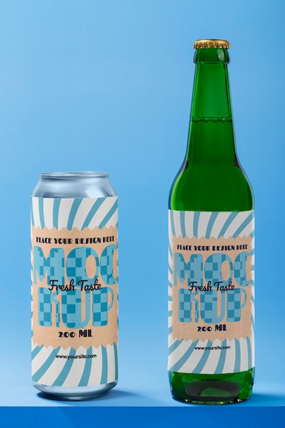 Oktoberfest beer can and beer bottle mockup