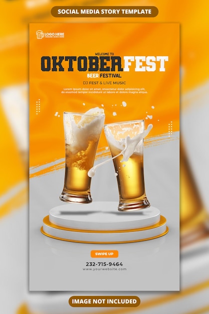 PSD oktoberfest beer festival social media and instagram story design