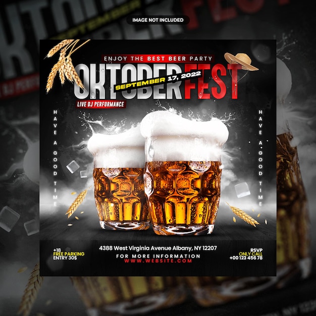 Oktoberfest beer festival social media post or flyer promotion template