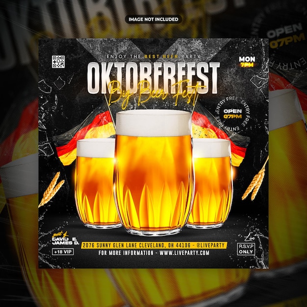 PSD modello di promozione di post o volantini sui social media del festival della birra dell'oktoberfest