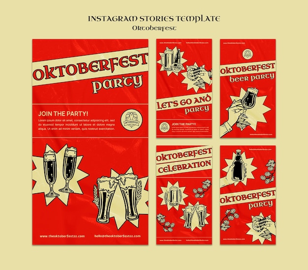 Raccolta di storie di instagram per la celebrazione dell'Oktoberfest