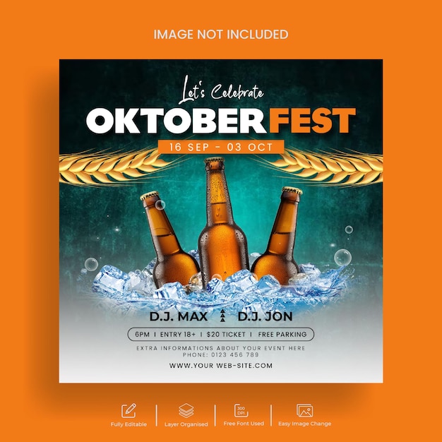 Oktoberfest en bierfestival social media post en Instagram banner ontwerp