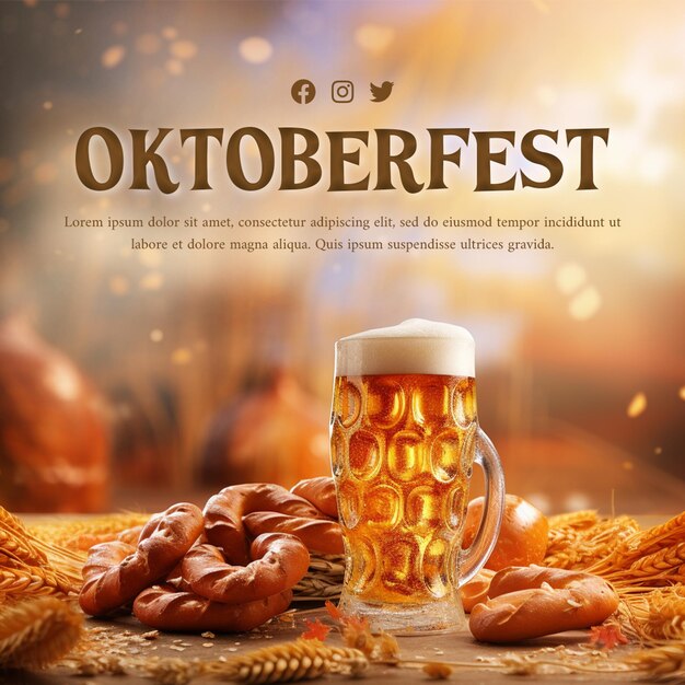 Modello di post sui social media dell'oktoberfest