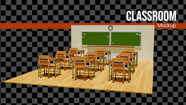 Okul mockup’ı için 3D sınıf