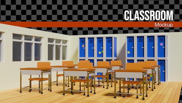 Okul mockup’ı için 3D sınıf