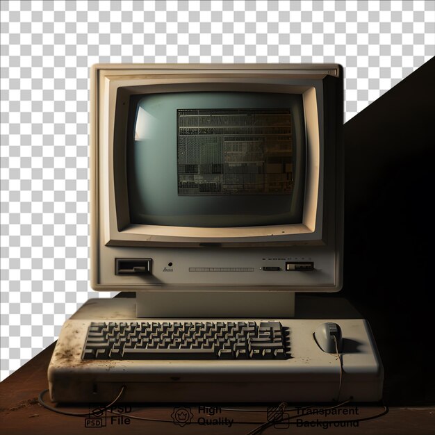 Old 3d computer isolated on transparent background include png file