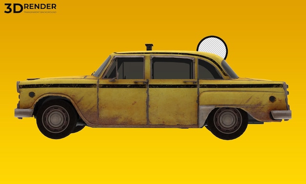 PSD old 3d render taxi on transparent background