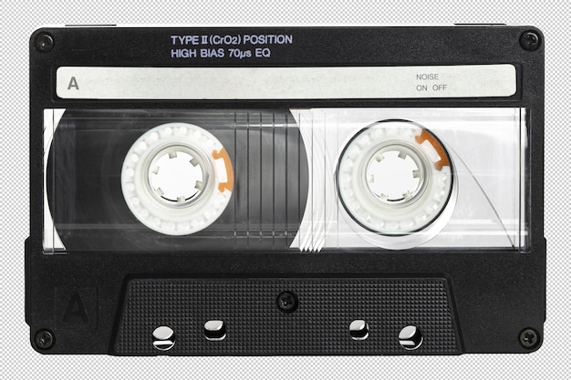 PSD old black audio cassette isolated