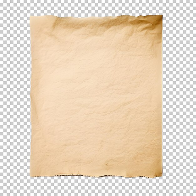 PSD old blank paper on transparent background