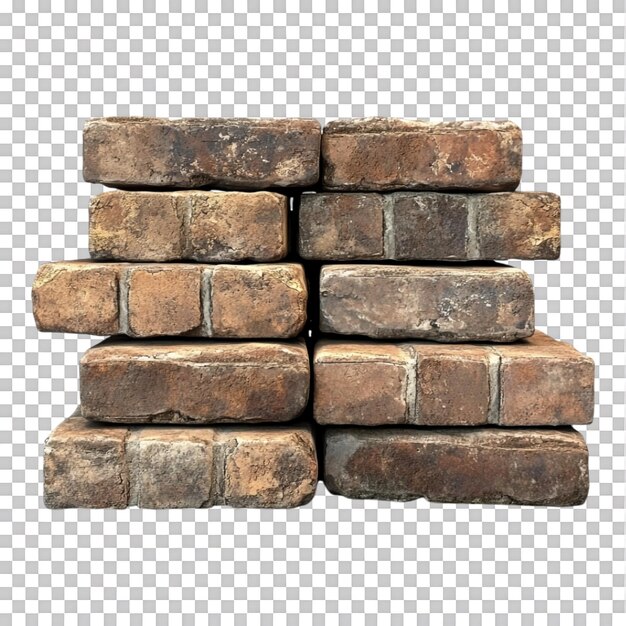 Old bricks against transparent background for backgrounds or textures in architectural and design projects
