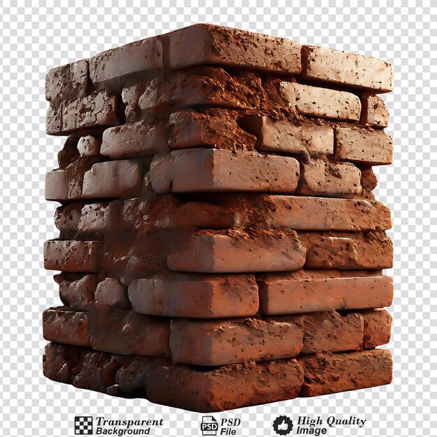 PSD old bricks isolated on transparent background