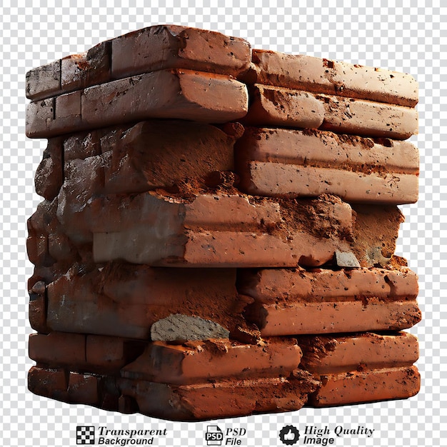 PSD old bricks isolated on transparent background