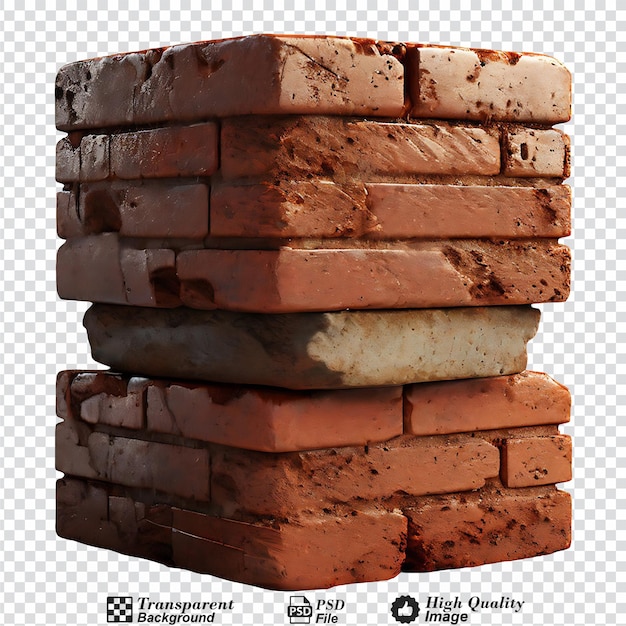 PSD old bricks isolated on transparent background