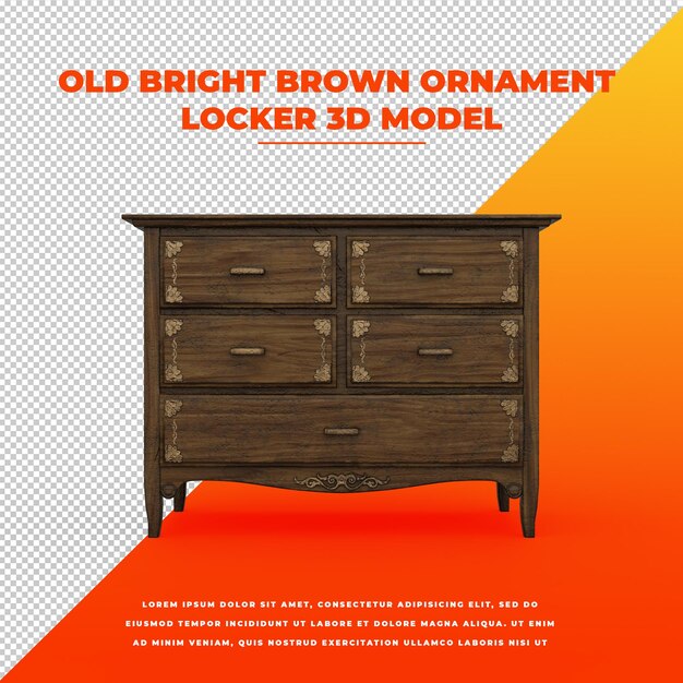 PSD old bright brown ornament locker